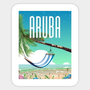 Aruba beach travel poster. Sticker